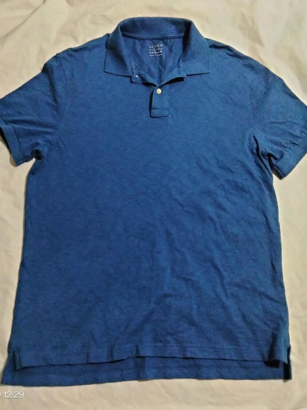 J. Crew Mens Slub Polo Shirt Blue Size Medium 100% Cotton Textured Style 23232